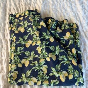 LOFT Navy and Lemon Patterned Skirt